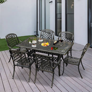 Cast aluminium garden discount furniture 6 seater